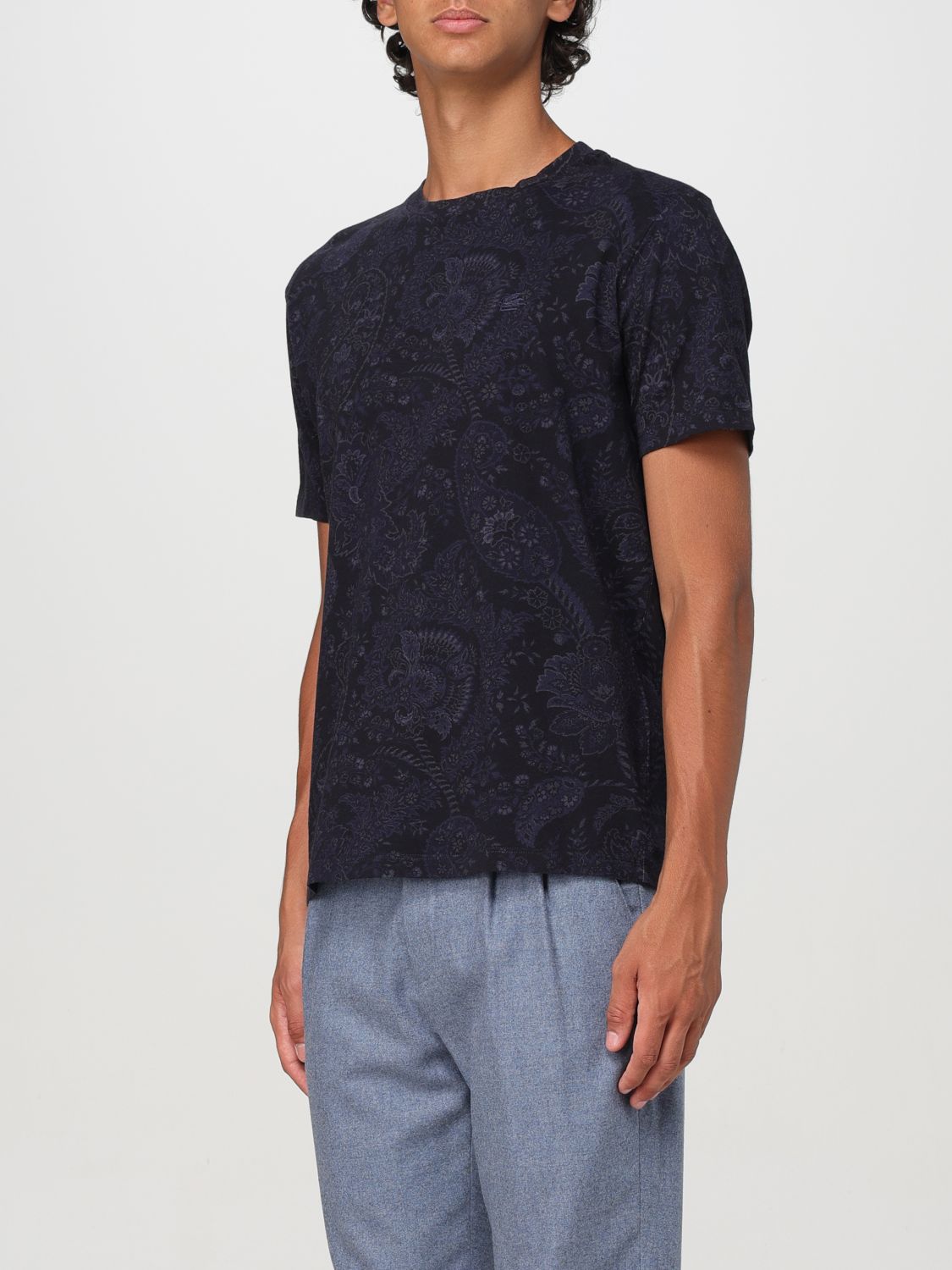 Paisley-print jersey T-shirt - Blue