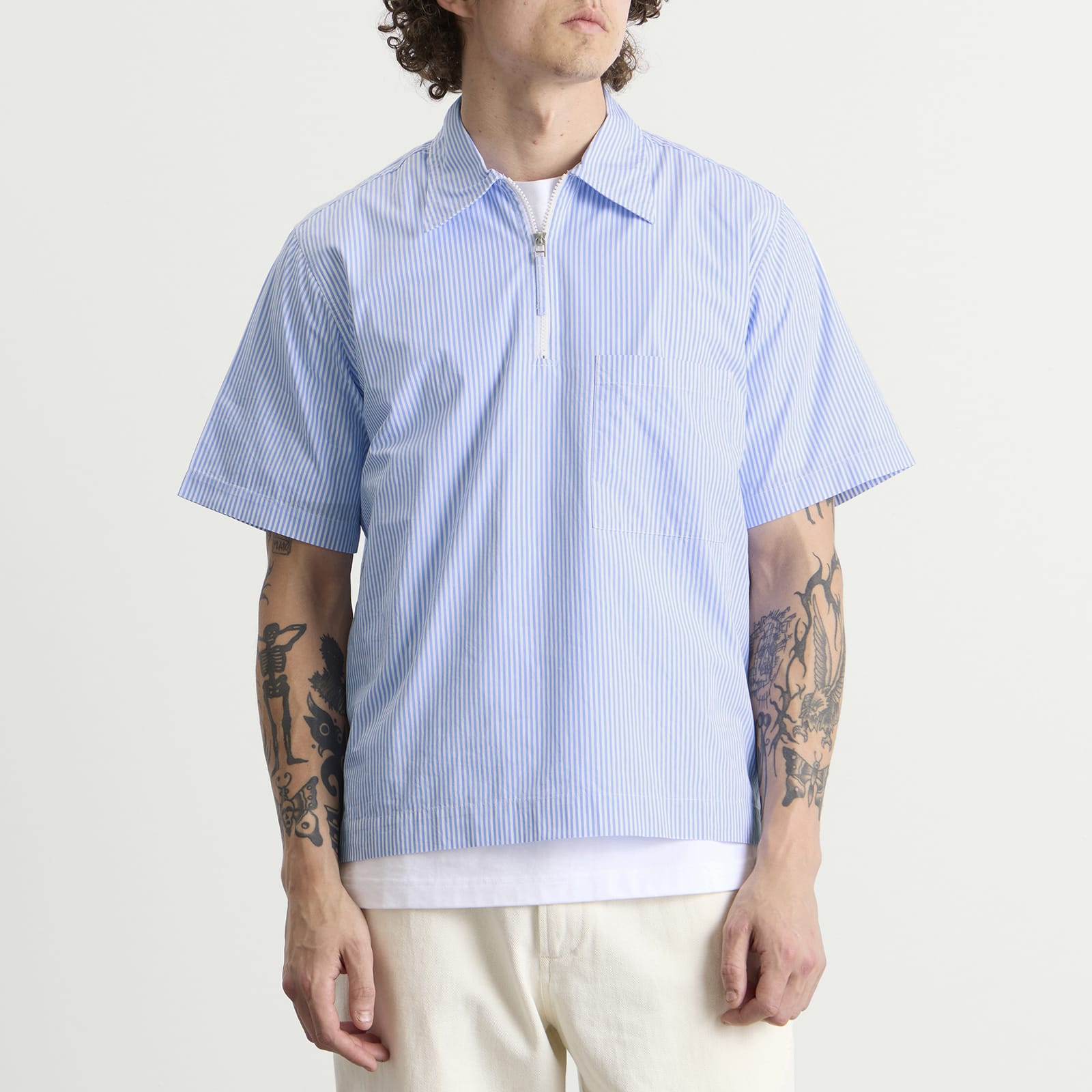 Men's Nipon Stripe Ewan Shirt Sky/White