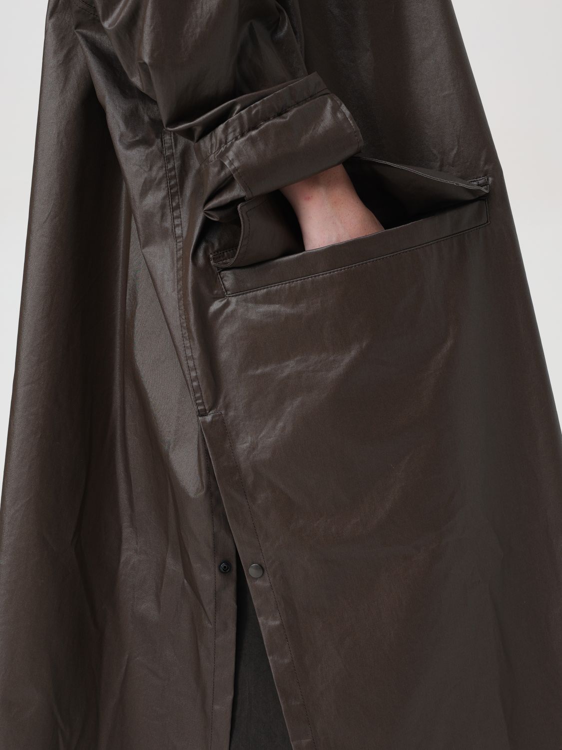 Hooded cotton raincoat - Brown