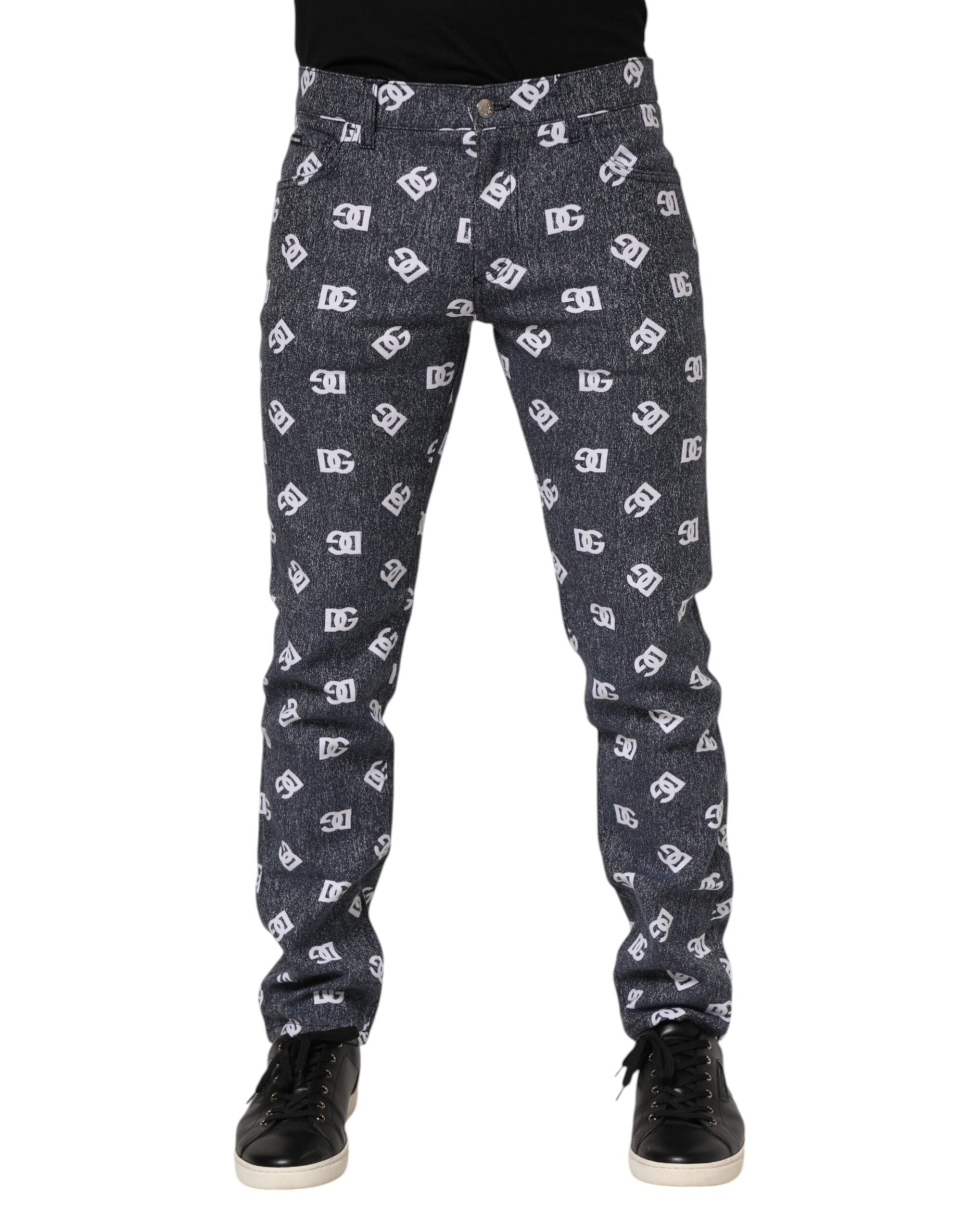 Logo-Print Denim Jeans — Gray