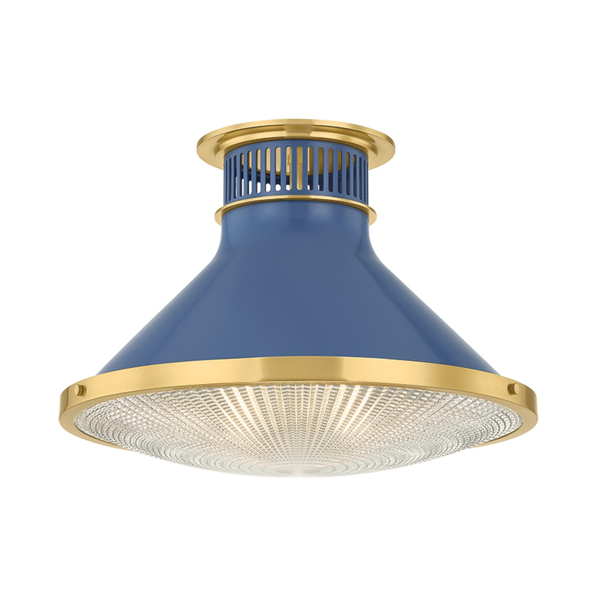 Aged Brass Soft French Blue Flush Mount from the Highclere Collection