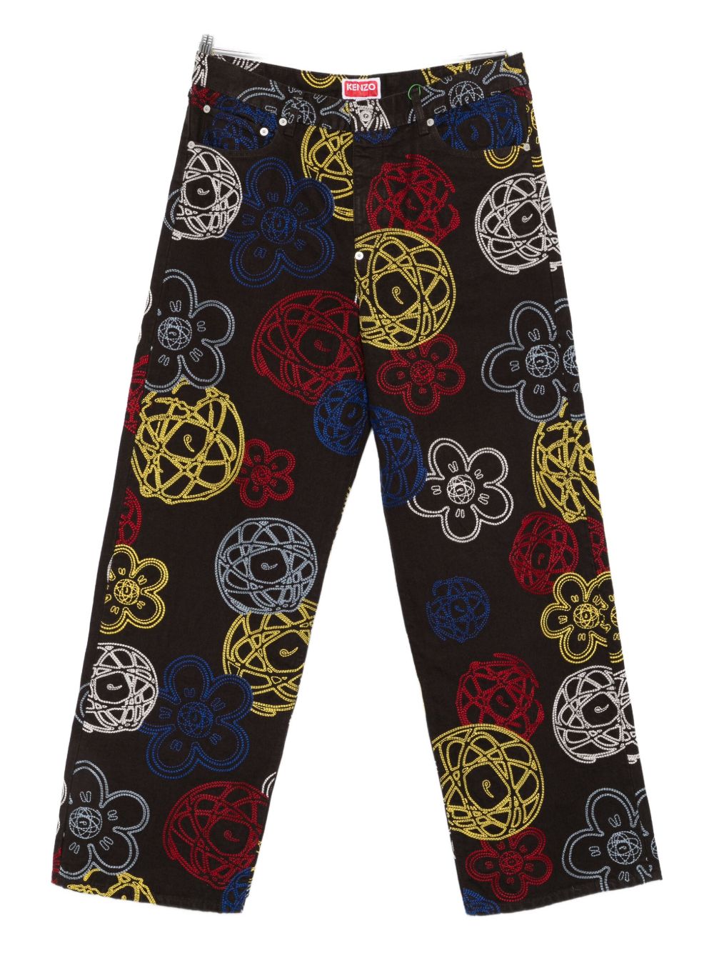Embroidered cotton trousers