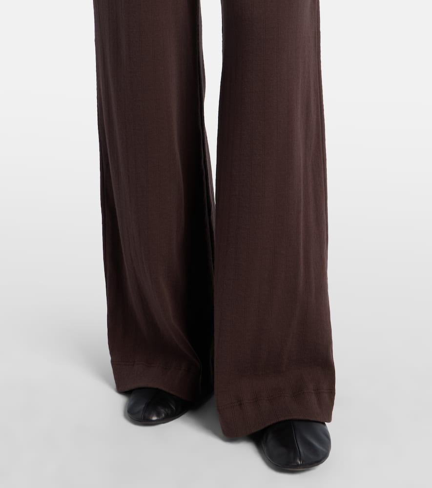 Pointelle cotton wide-leg pants