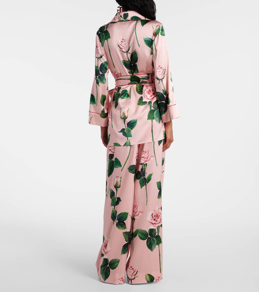 Floral silk-blend satin blouse