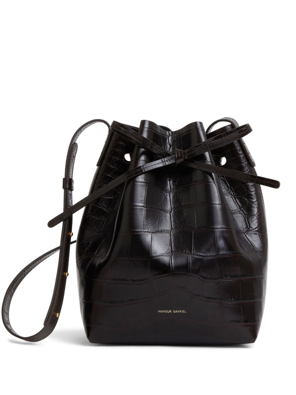 Mini Bucket crocodile-effect bag - Black