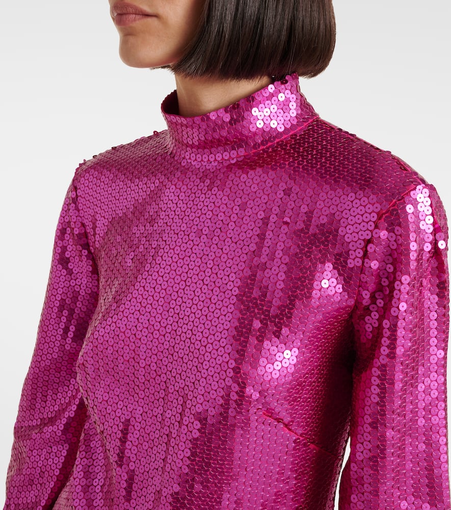 Gina sequined feather-trimmed minidress