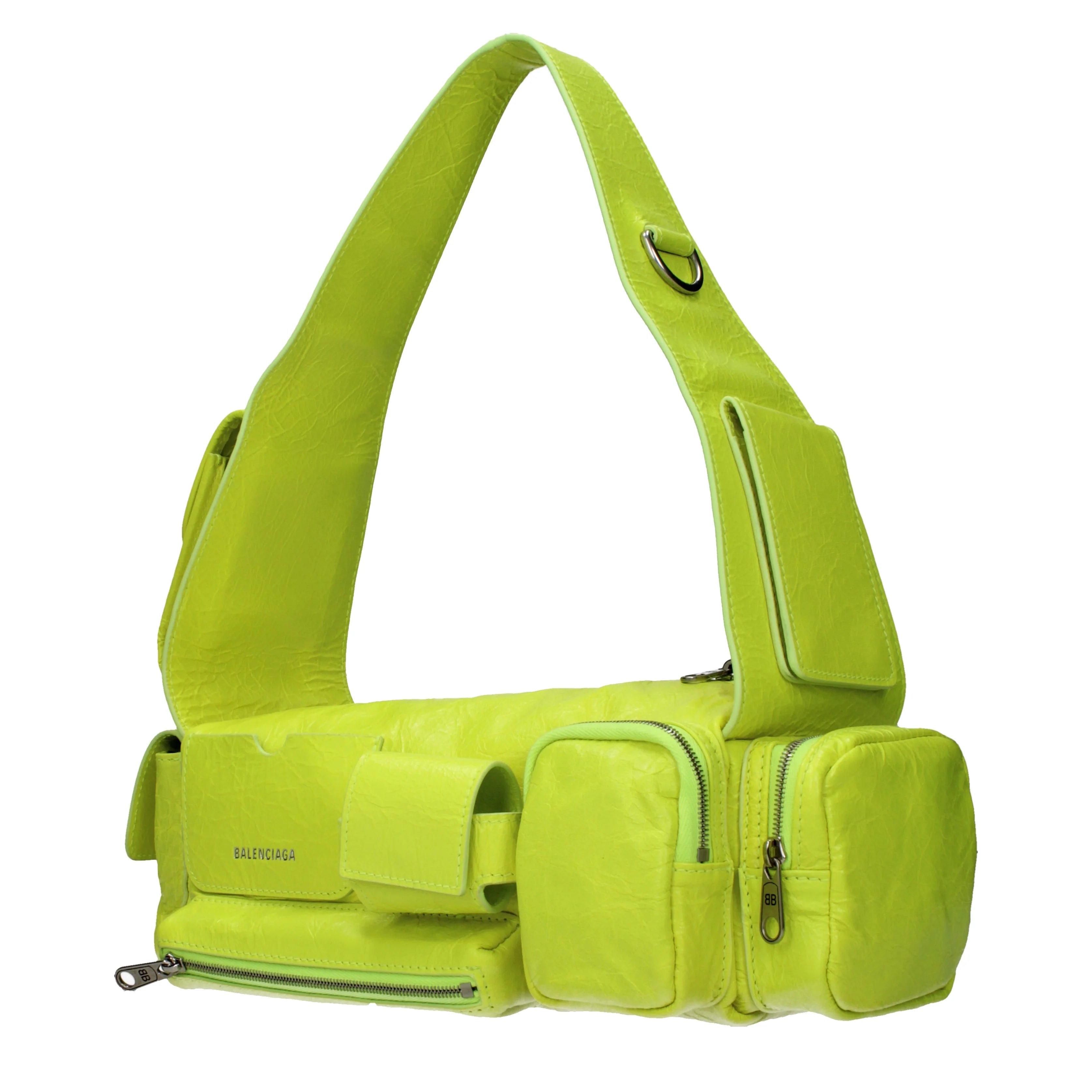 Balenciaga Superbusy Shoulder Bags Women Leather Yellow/Fluo Yellow