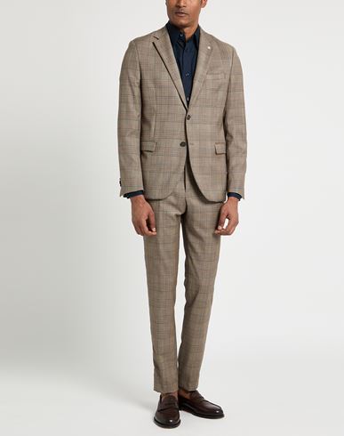 Man Suit Beige Size 36 Wool, Elastane
