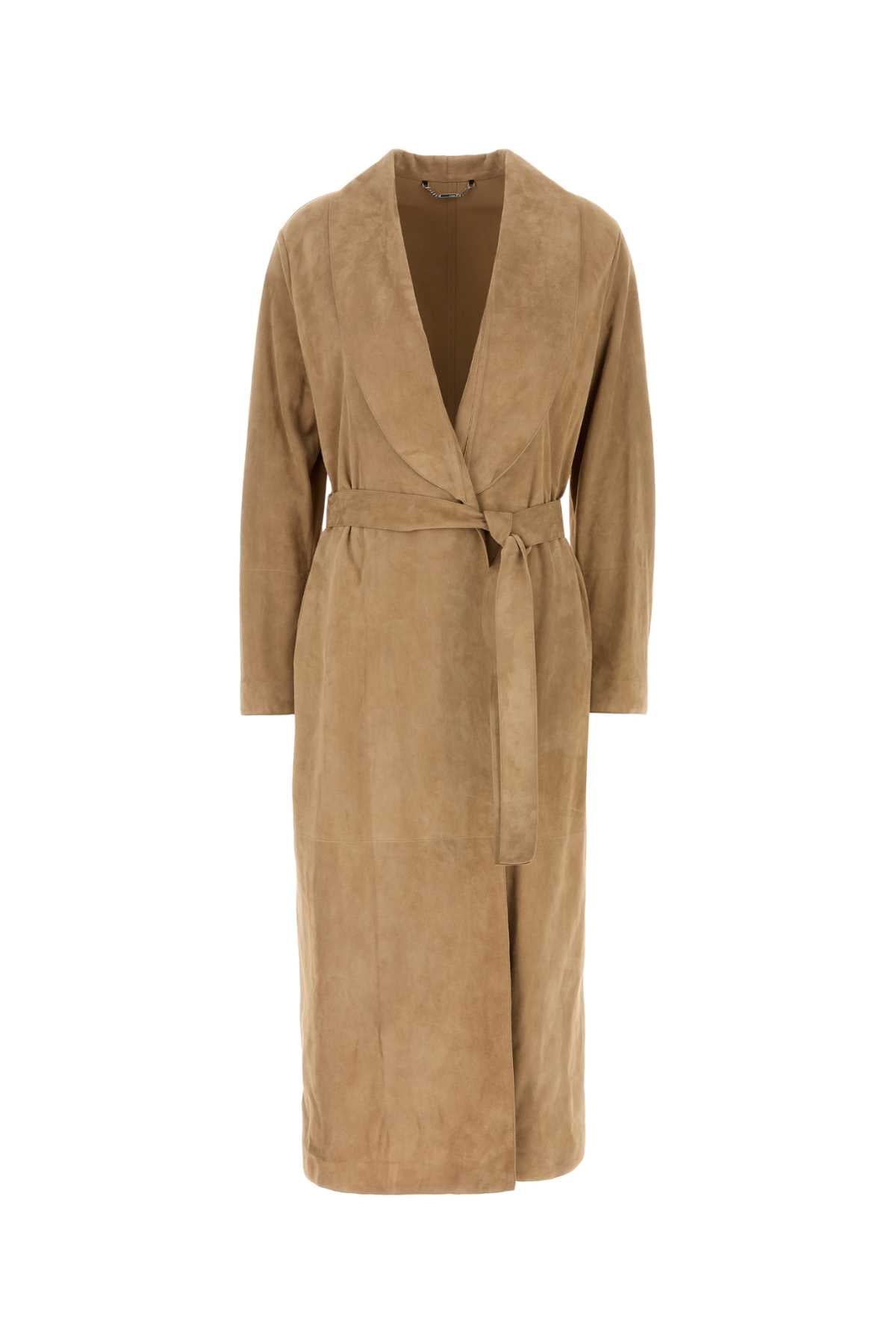 Suede Trench Coat — Beige