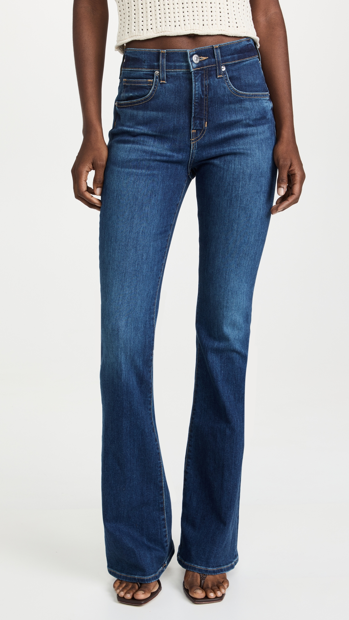 Beverly High Rise Skinny Flare Jeans Bright Blue