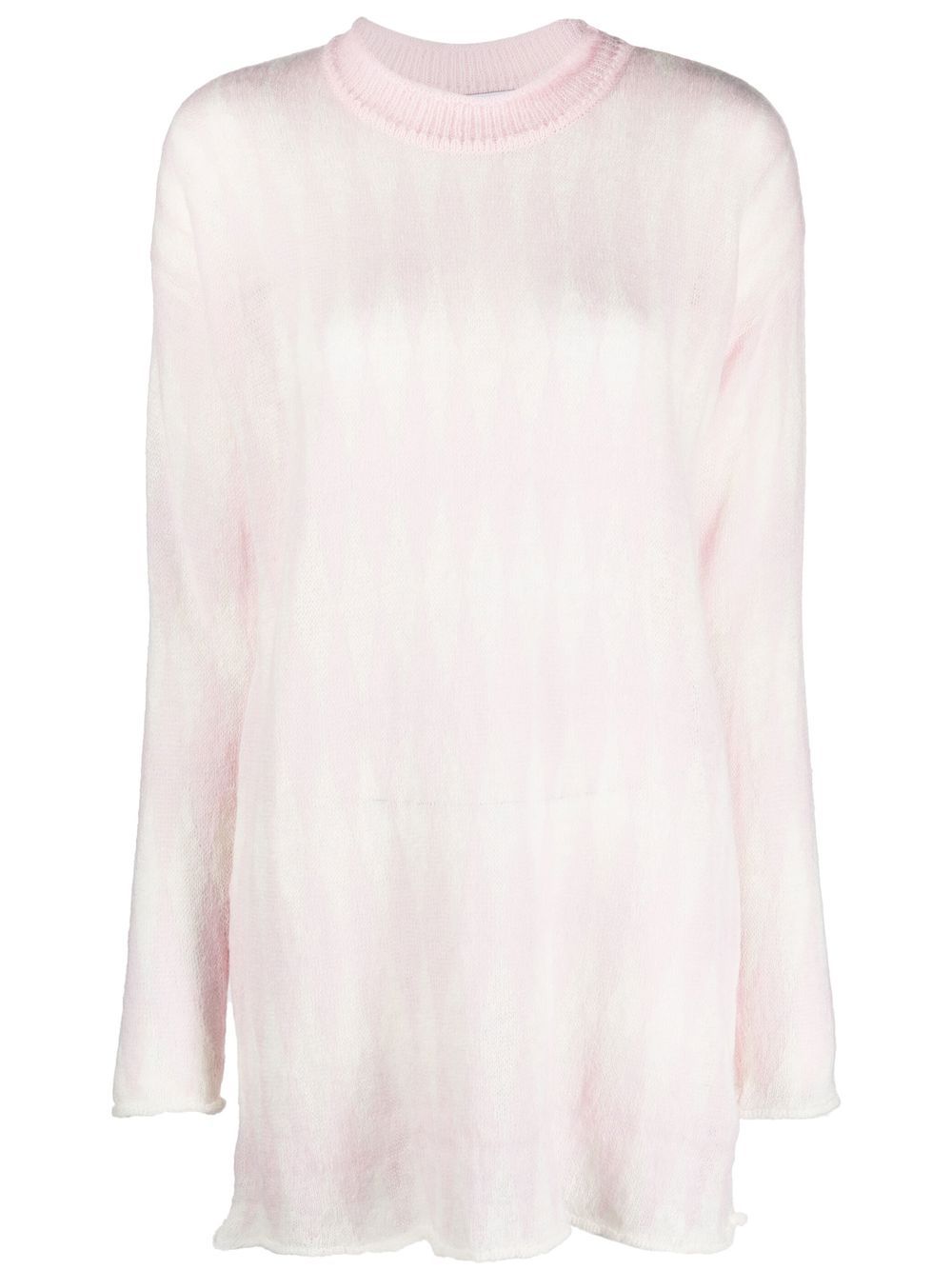 Diamond-pattern long-length jumper - Pink