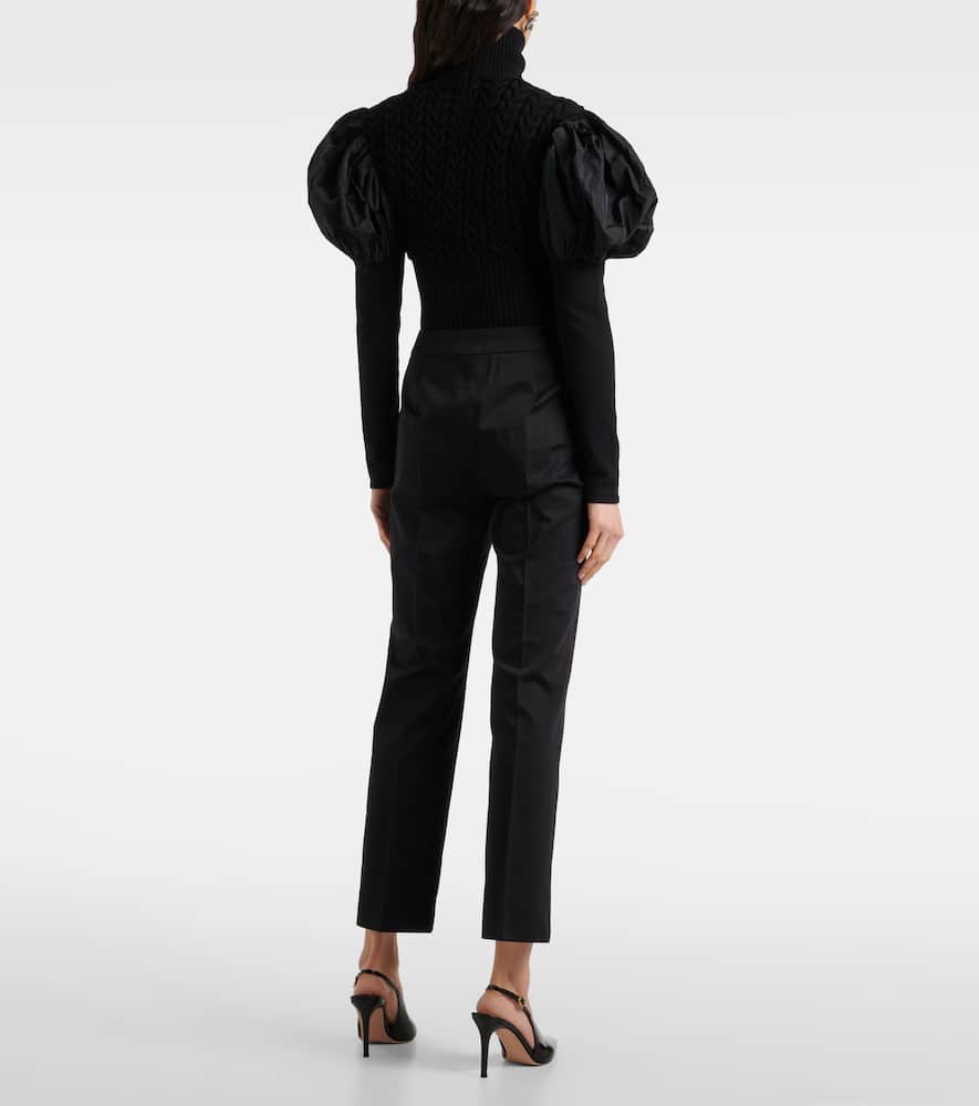 Okra mid-rise cotton flared pants