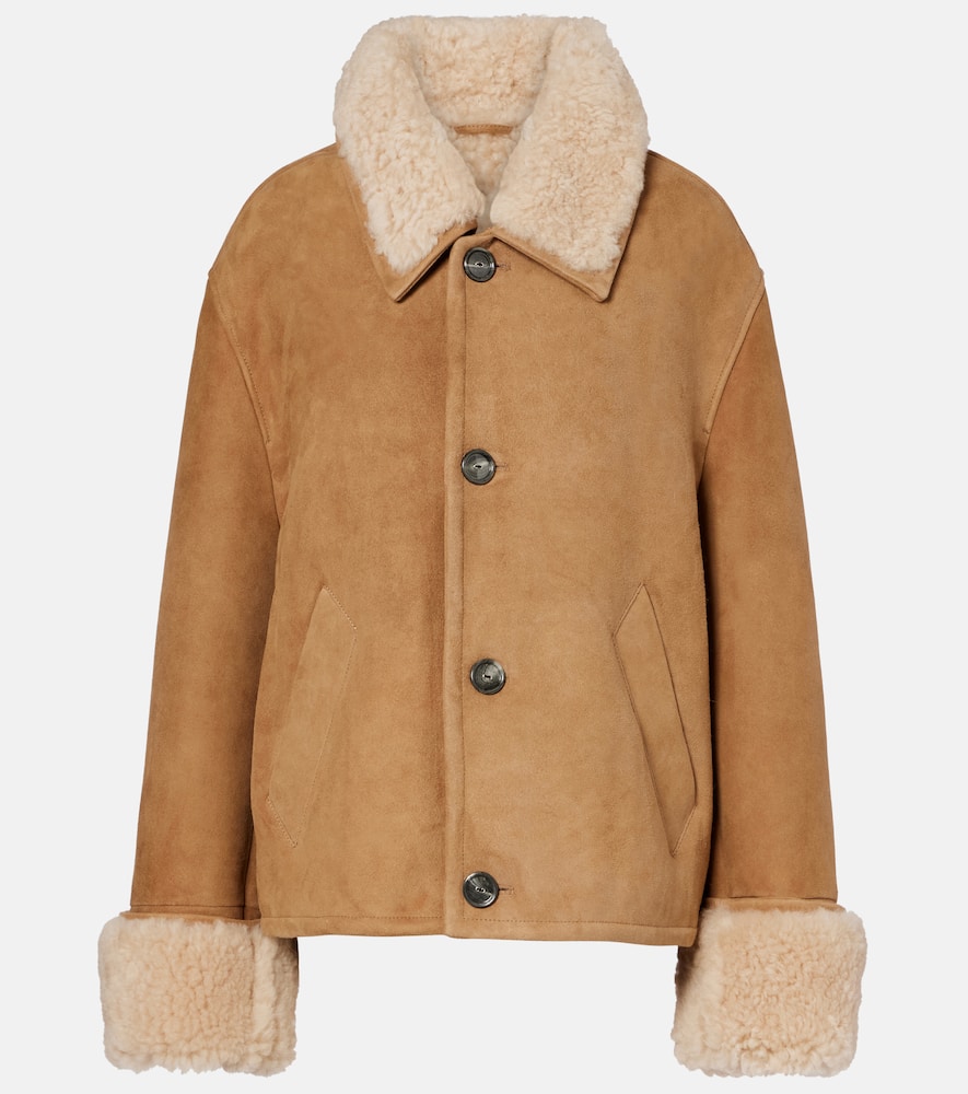Shearling-trimmed suede jacket