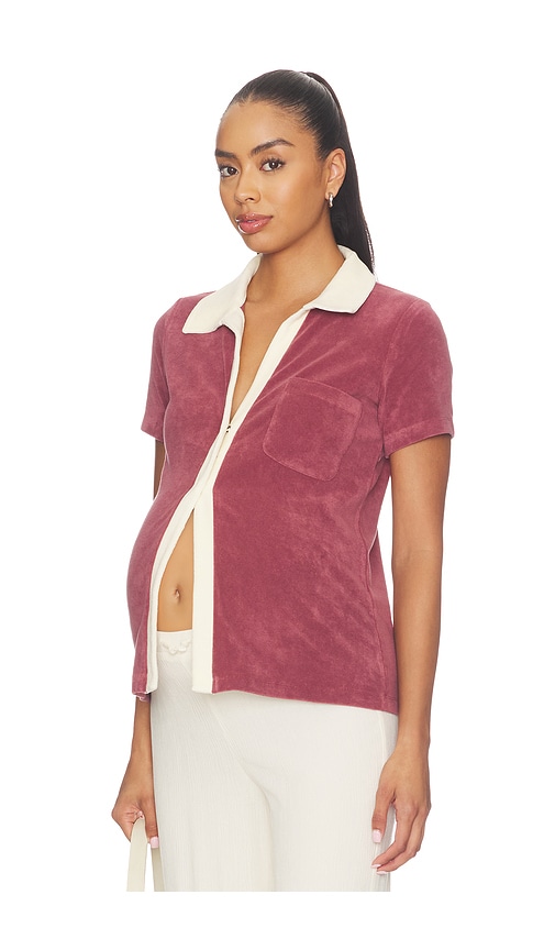 HATCH The Layla Polo Top in Brick. L. Also in XS