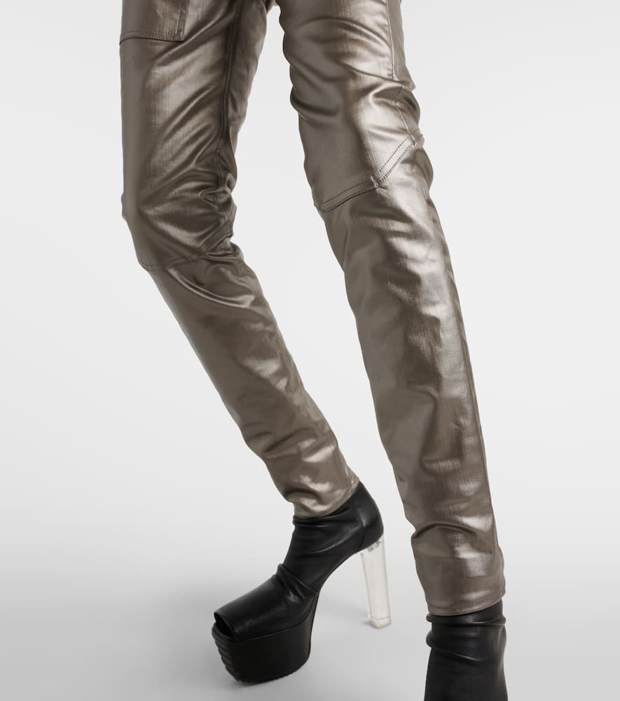 Metallic denim leggings