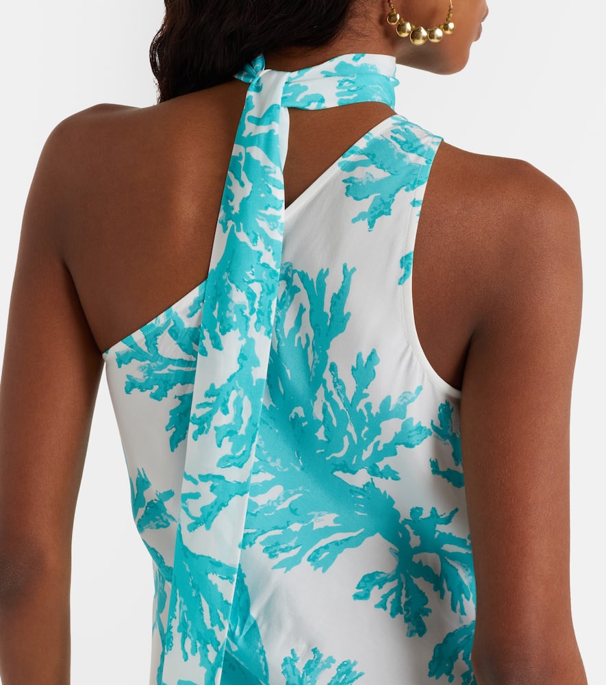 Odetta scarf-detail one-shoulder gown