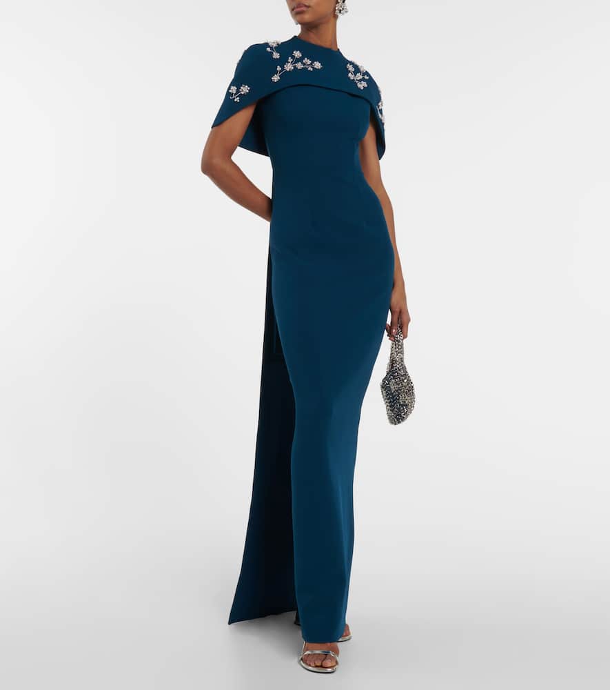 Embellished crêpe gown