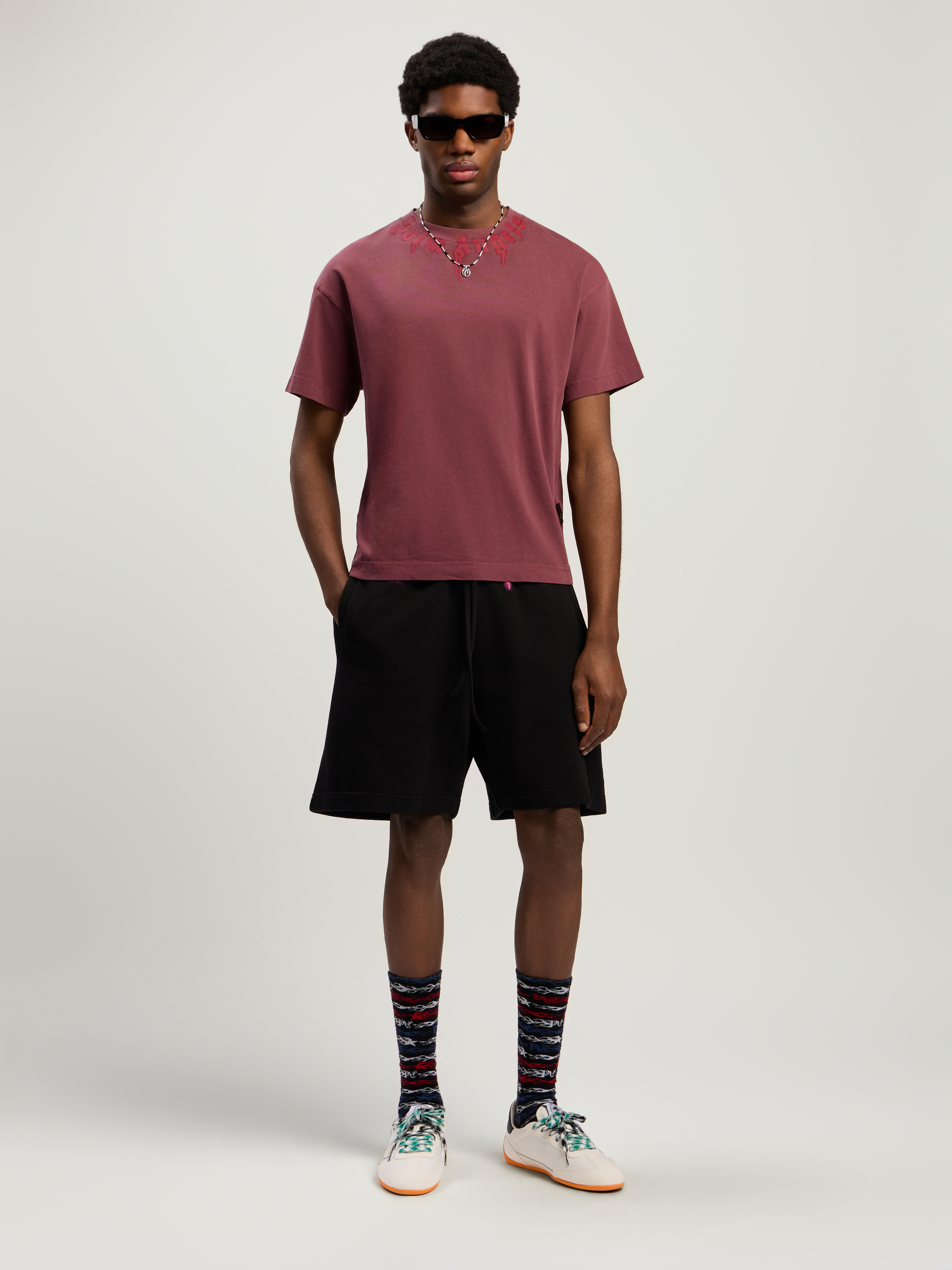 Neck Logo Regular T-shirt Man  Burgundy