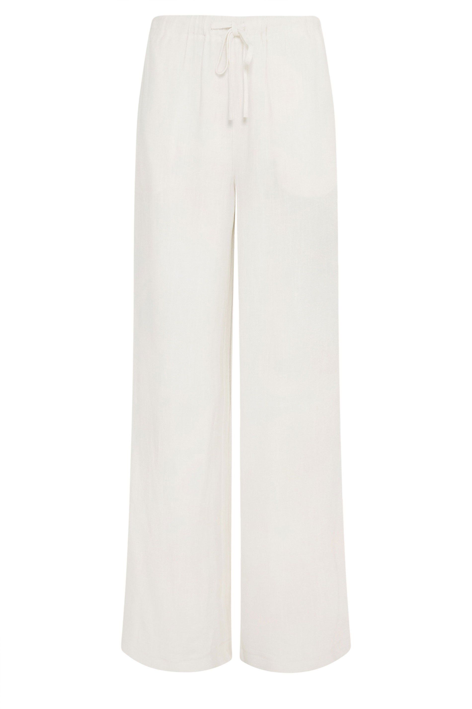 Long Tall Sally Women's Tall Wide Leg Linen Trousers in White