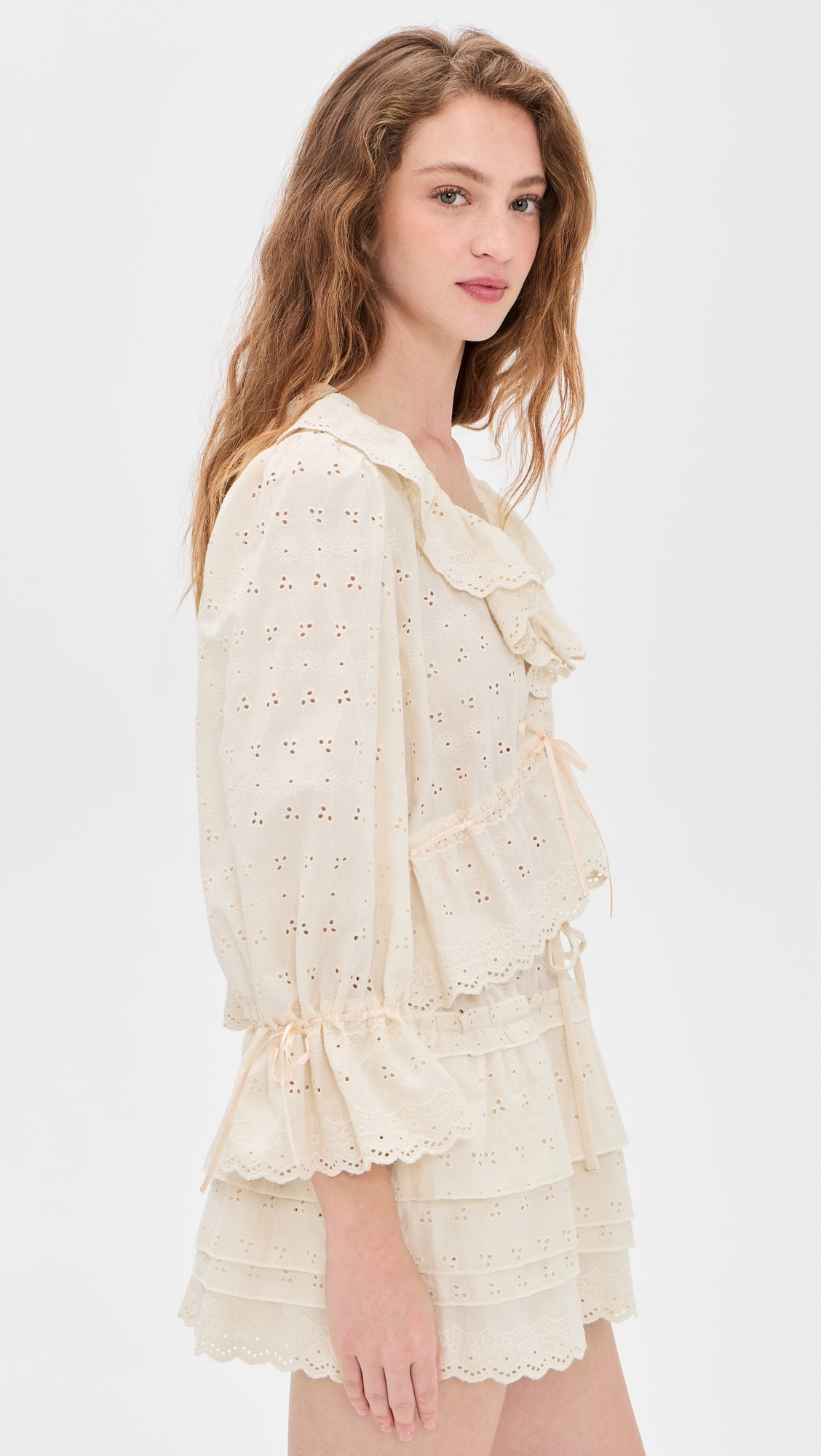 Sophia Ruffle Top Beige