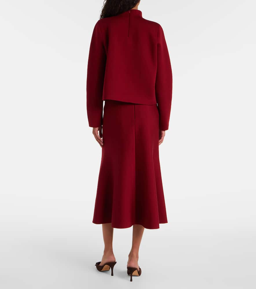 Floral jacquard cotton and wool sweater