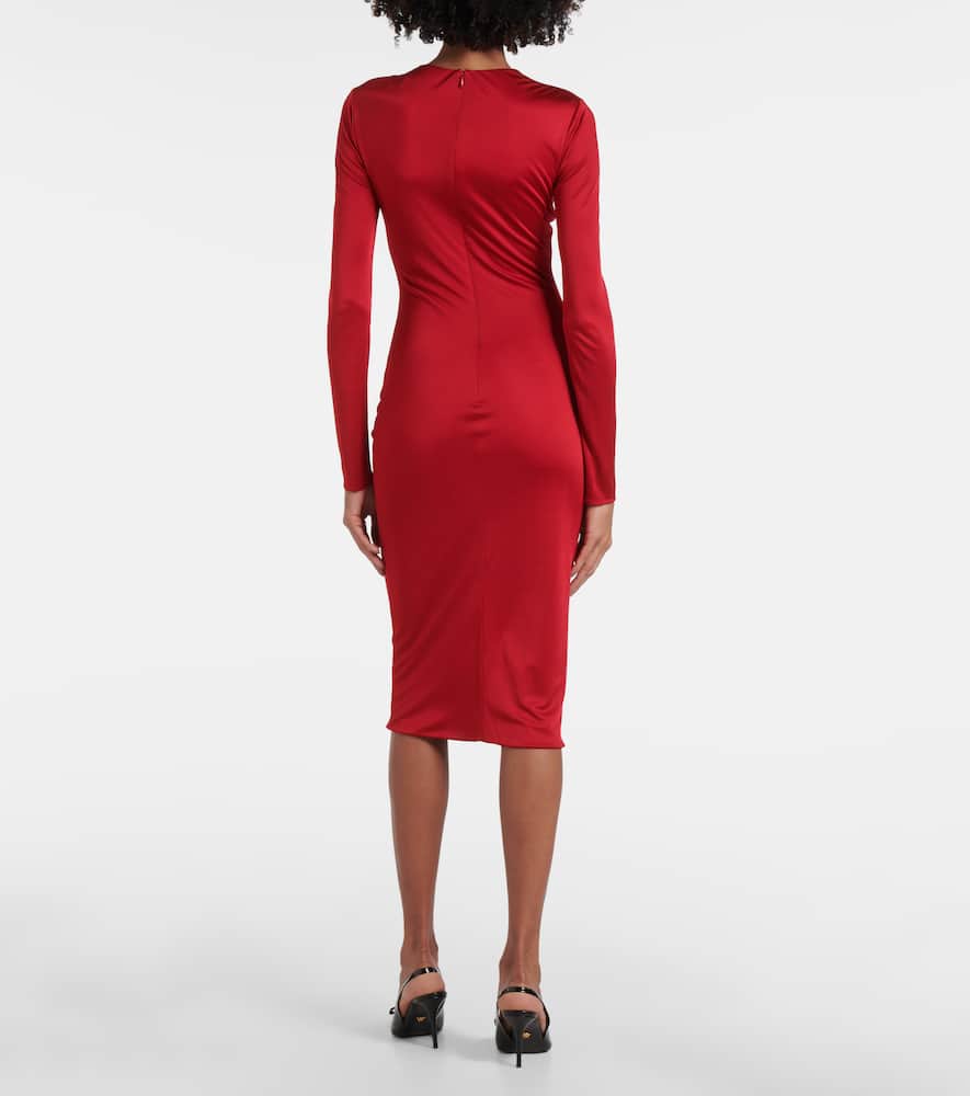 Safety Pin gathered jersey midi dress