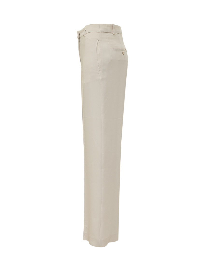 Beige Straight Flat Front Pants