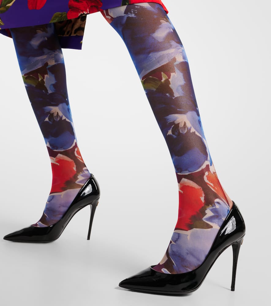 Printed tulle tights