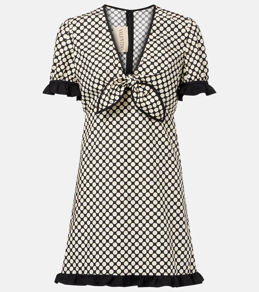 Ruffled polka-dot cotton poplin minidress