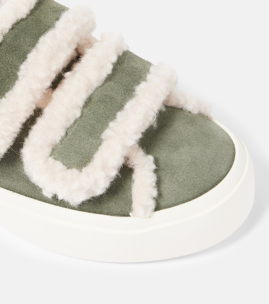 Shearling-trimmed suede sneakers