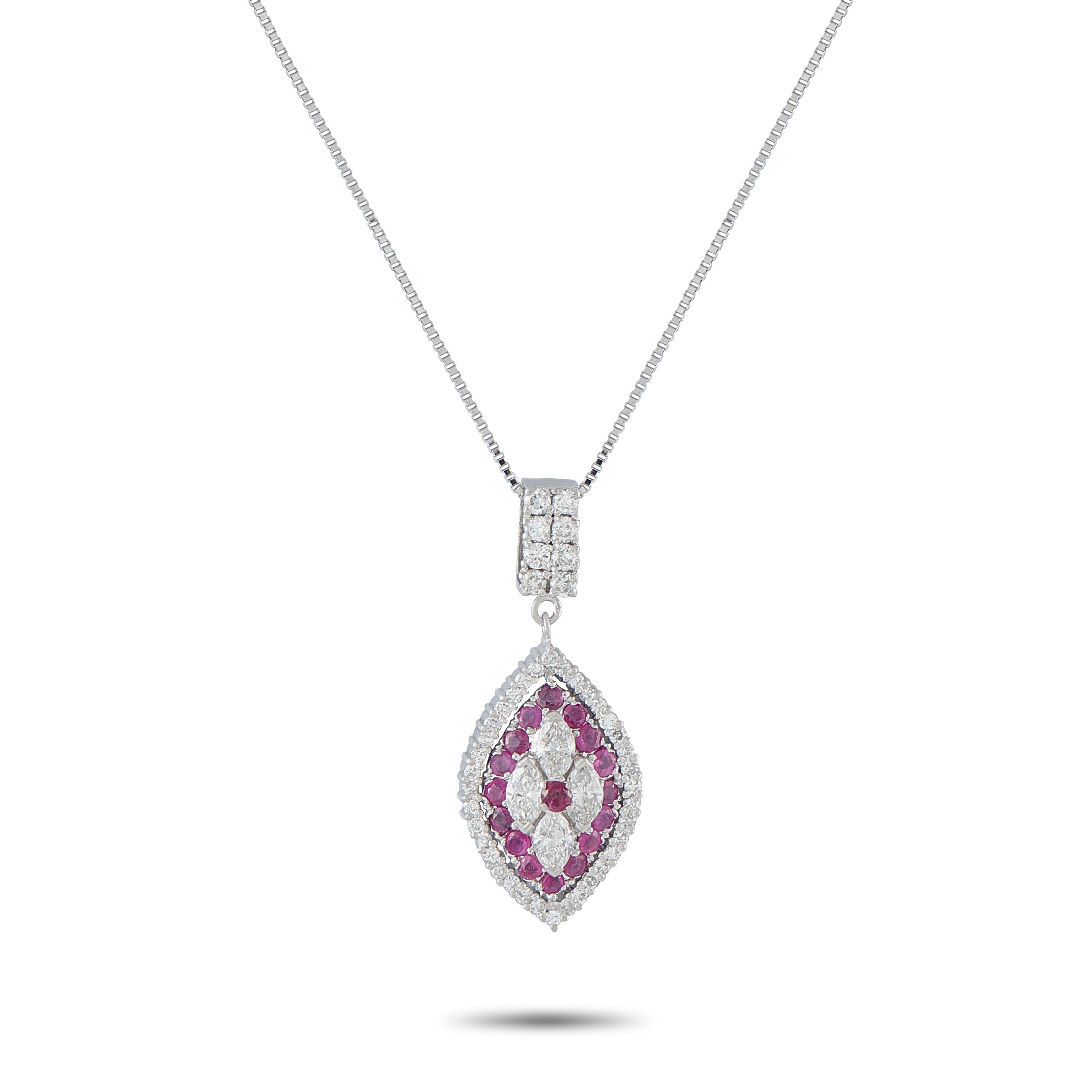 Platinum 0.75ct Diamond and Ruby Pendant Necklace MF10-041326