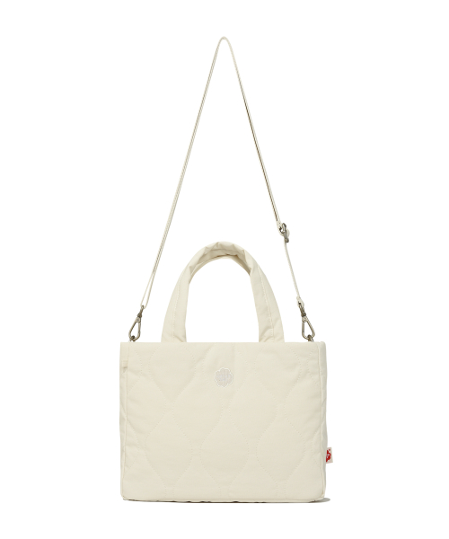 Clover Heart Quilted Medium Tote Bag Ivory