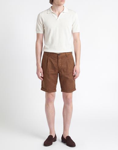 Man Shorts & Bermuda Shorts Brown Size 28 Linen, Cotton, Elastane