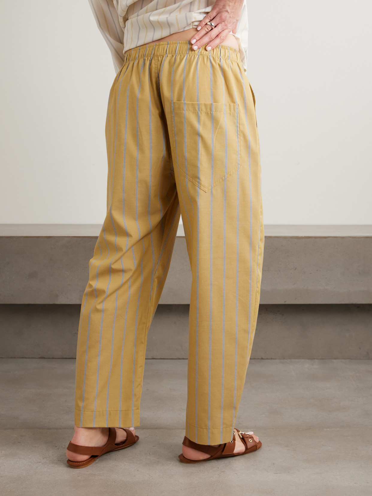 The Boxer Striped Cotton-poplin Barrel-leg Pants - Gold