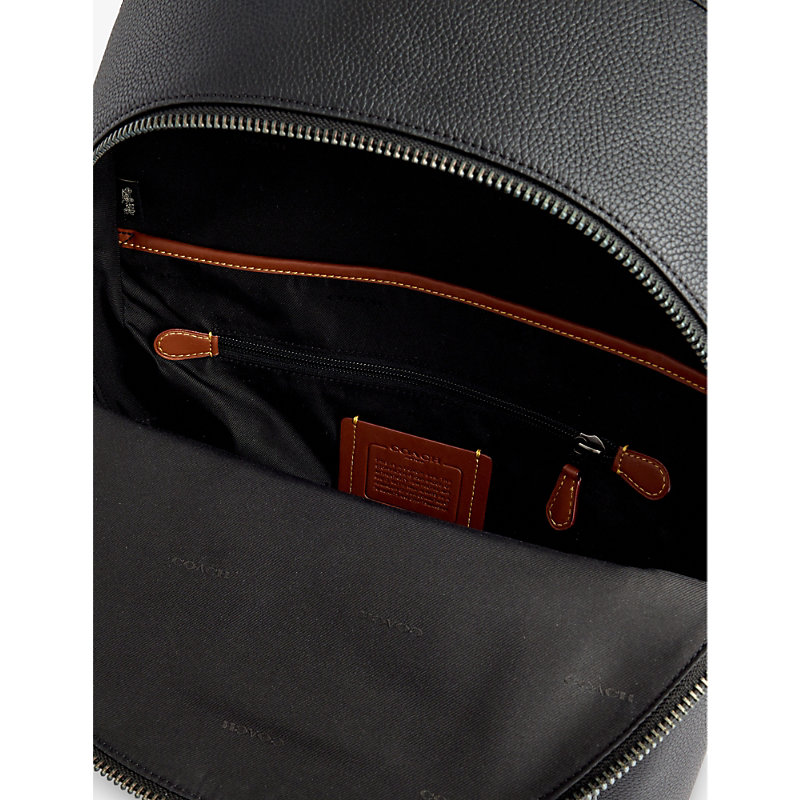 Mens Black Charter Leather Backpack