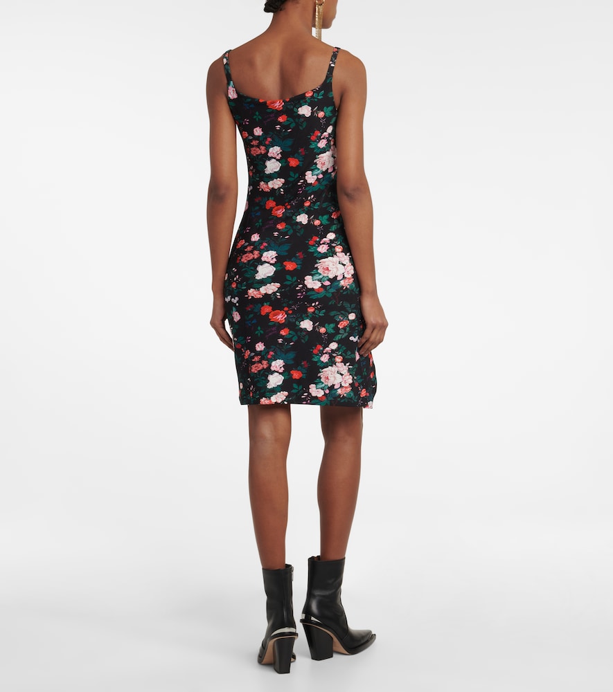 Floral ruched jersey minidress