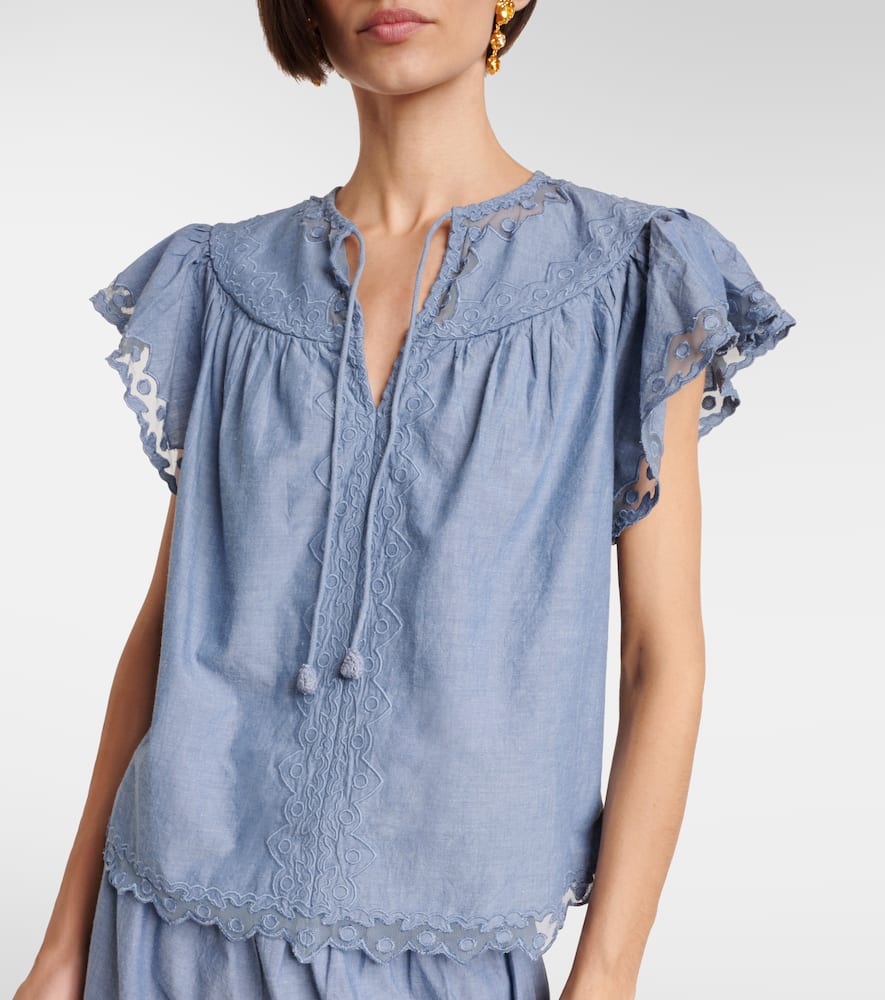 Effie lace-trimmed cotton top