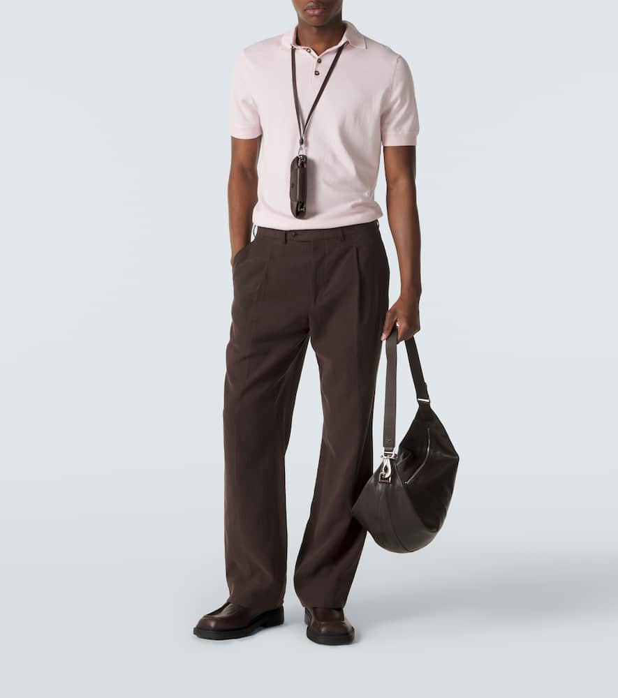 Cotton, silk, and cashmere polo shirt