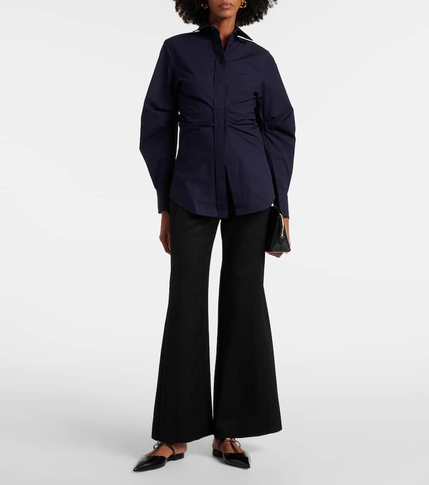 Gathered cotton-blend shirt