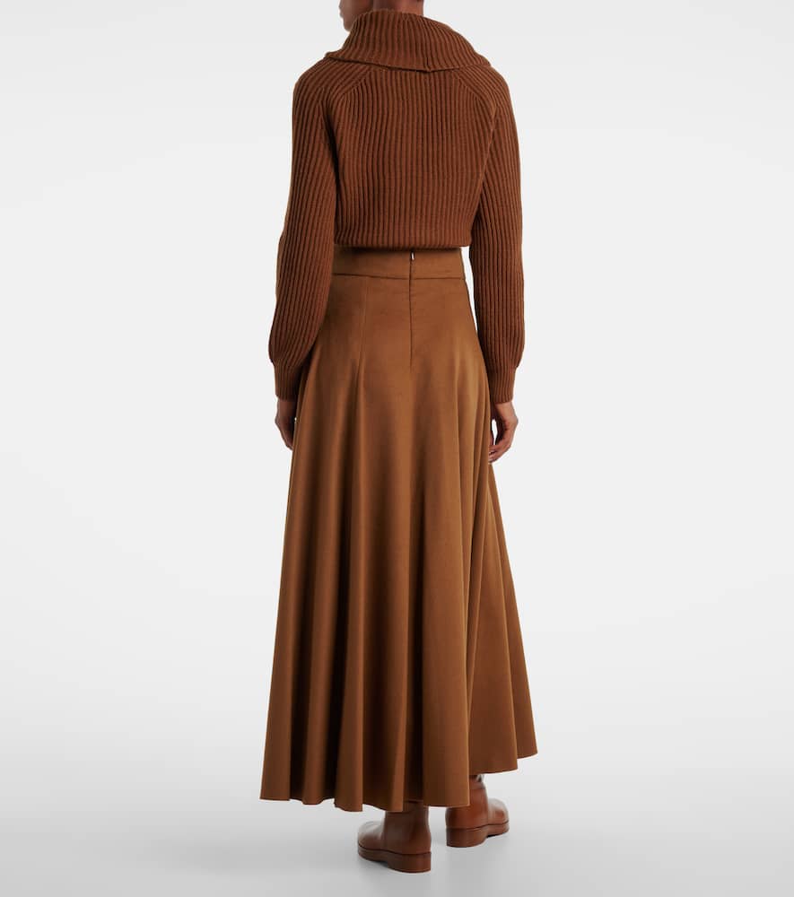 Camel hair maxi skirt