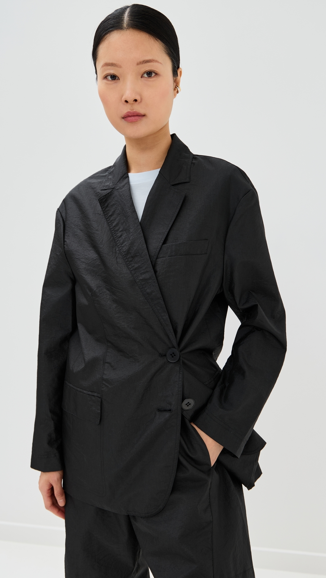 Crispy Nylon Liam Blazer Black