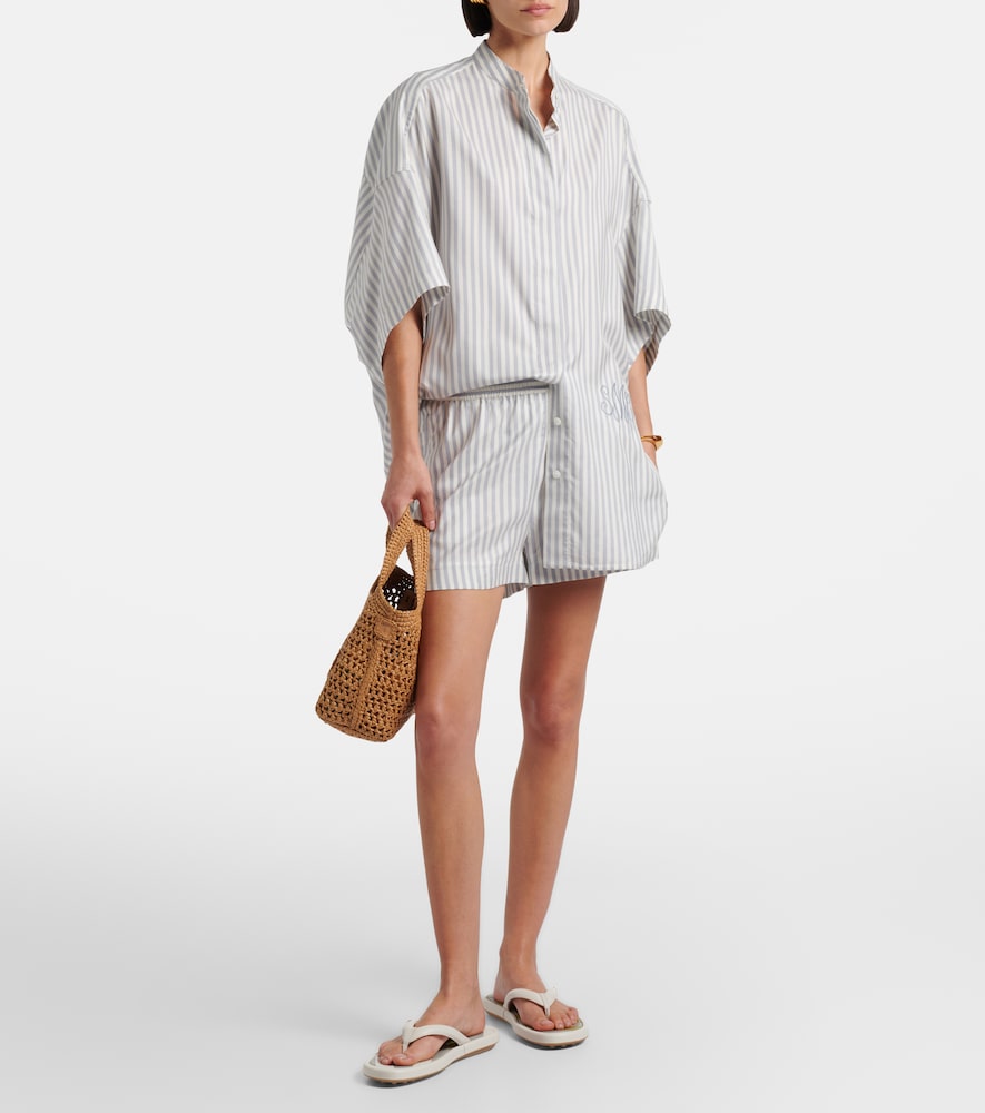 Striped leather thong sandals