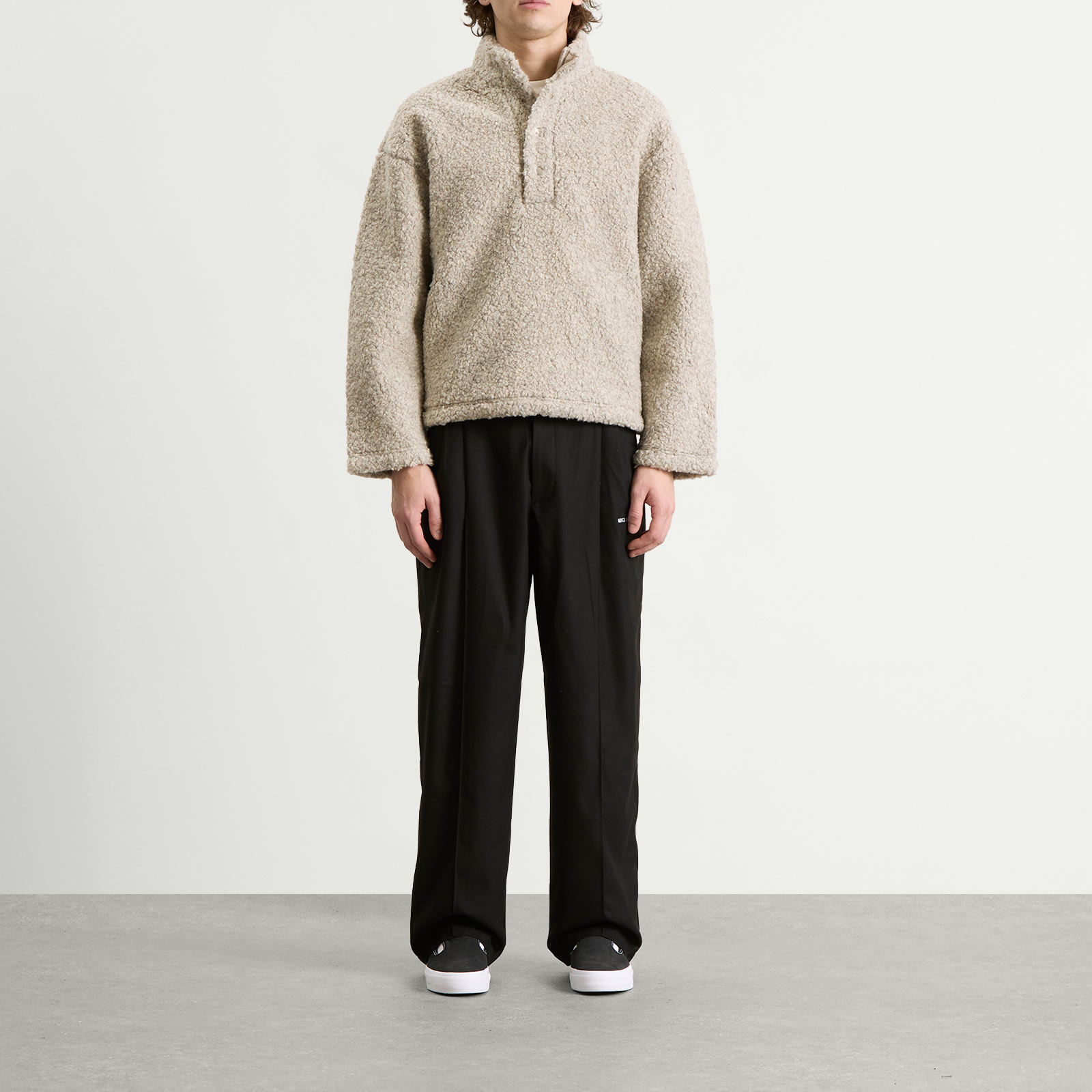 Men's Wool Fleece Quarter Button Up Oatmeal