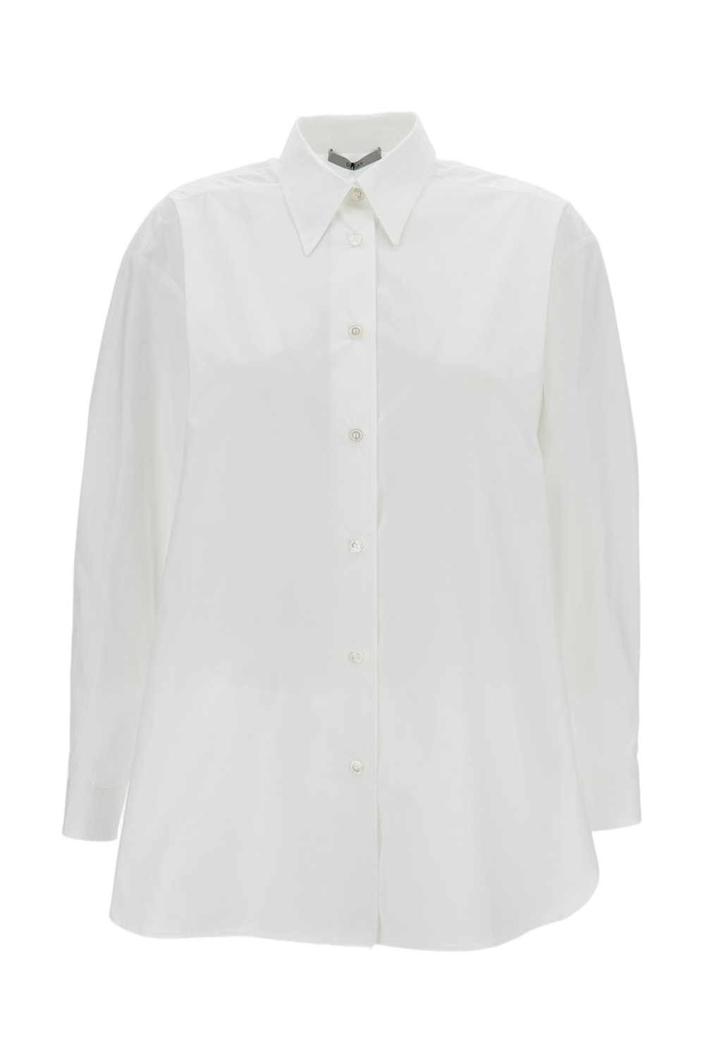White Cotton Shirt with Pointed Collar