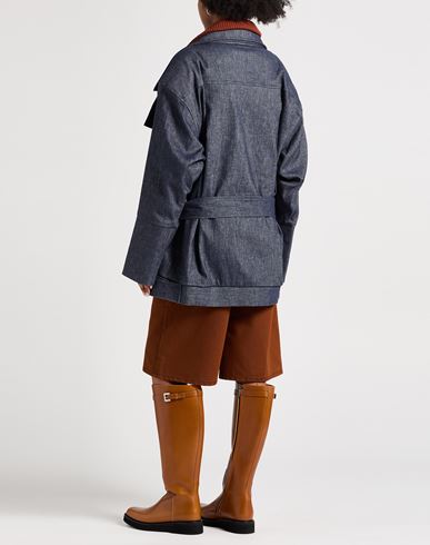 Woman Denim outerwear Blue Size S Linen, Cotton, Elastane