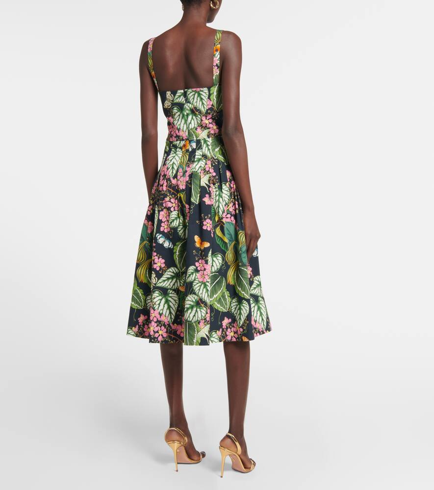 Printed cotton-blend poplin midi dress