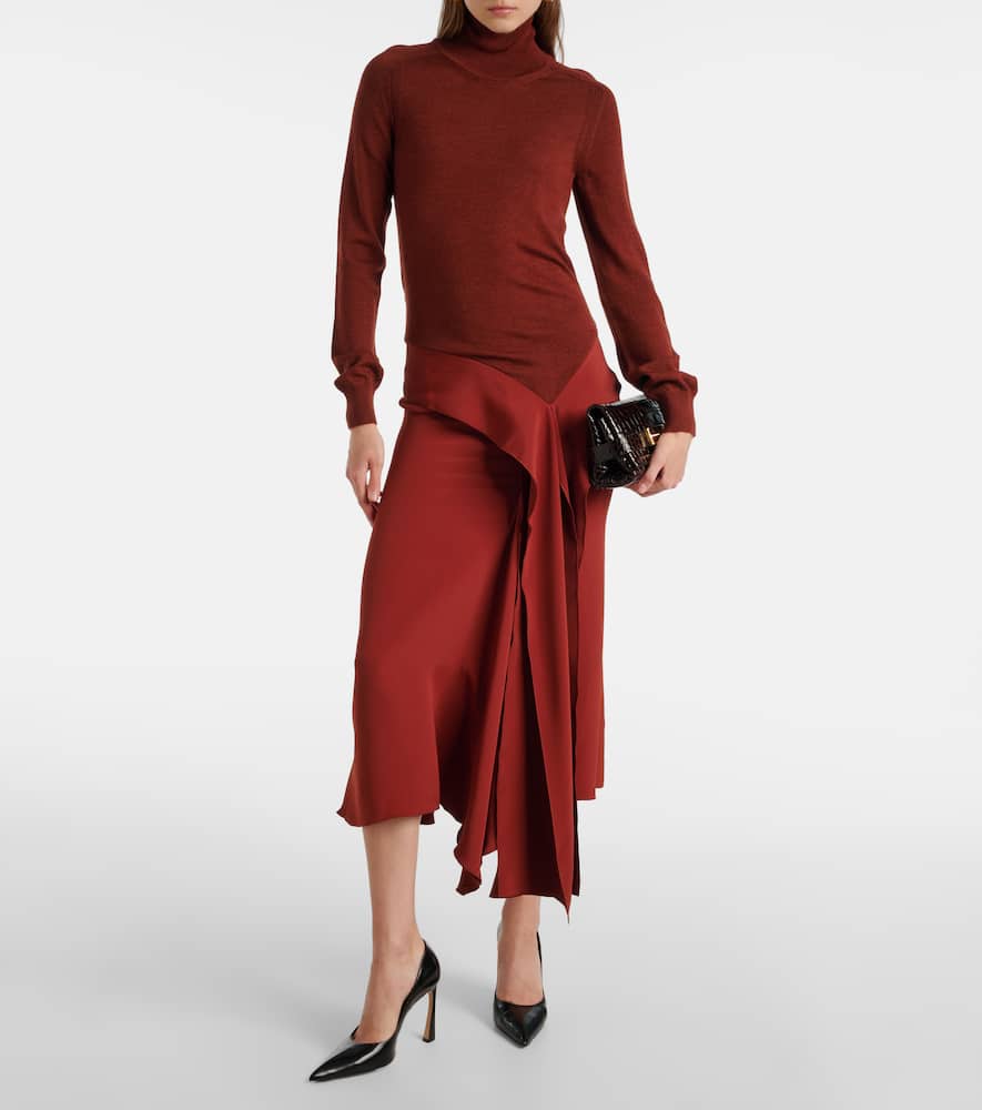 Tie-detail wool midi dress