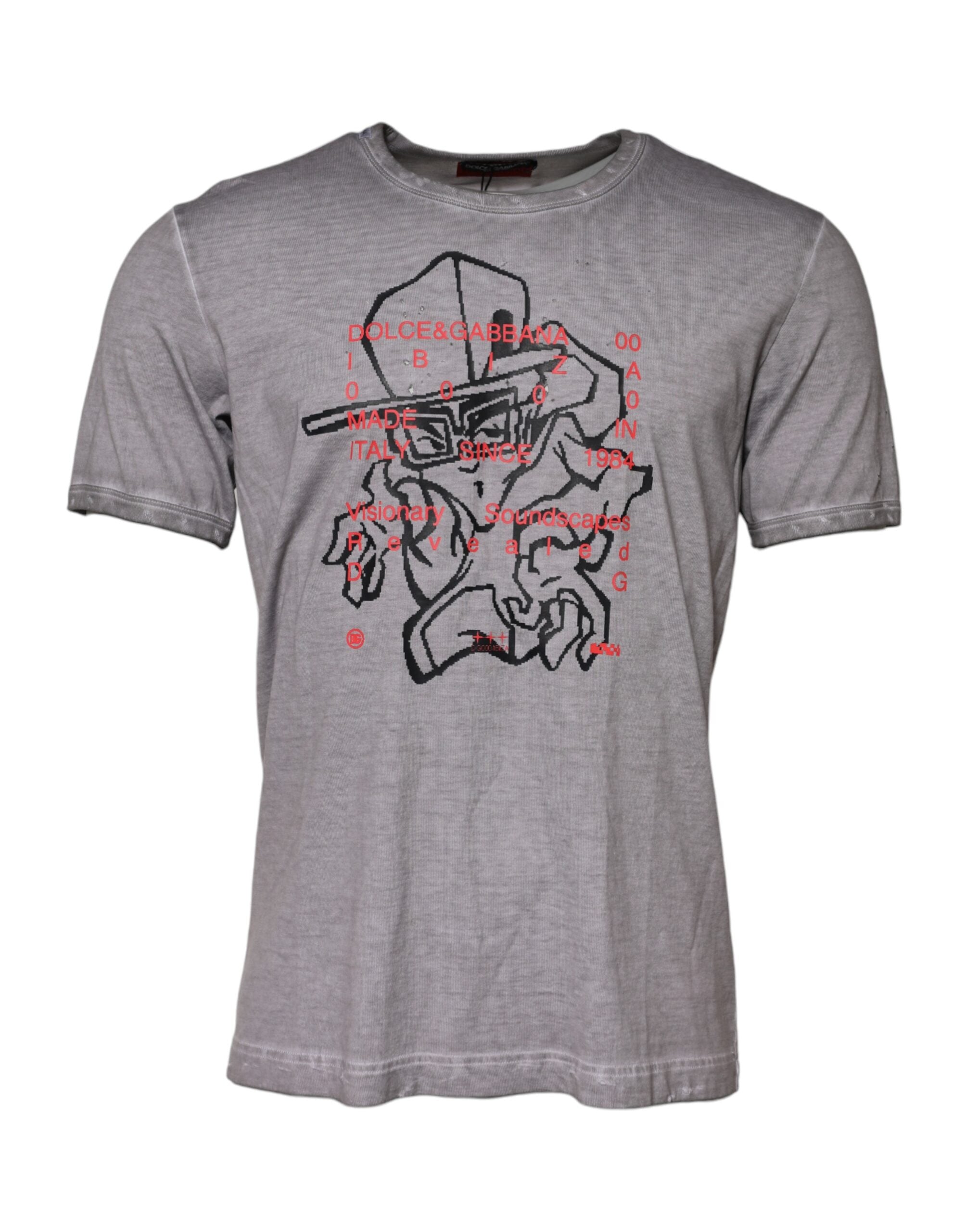 Graphic-Print Cotton T-Shirt — Gray