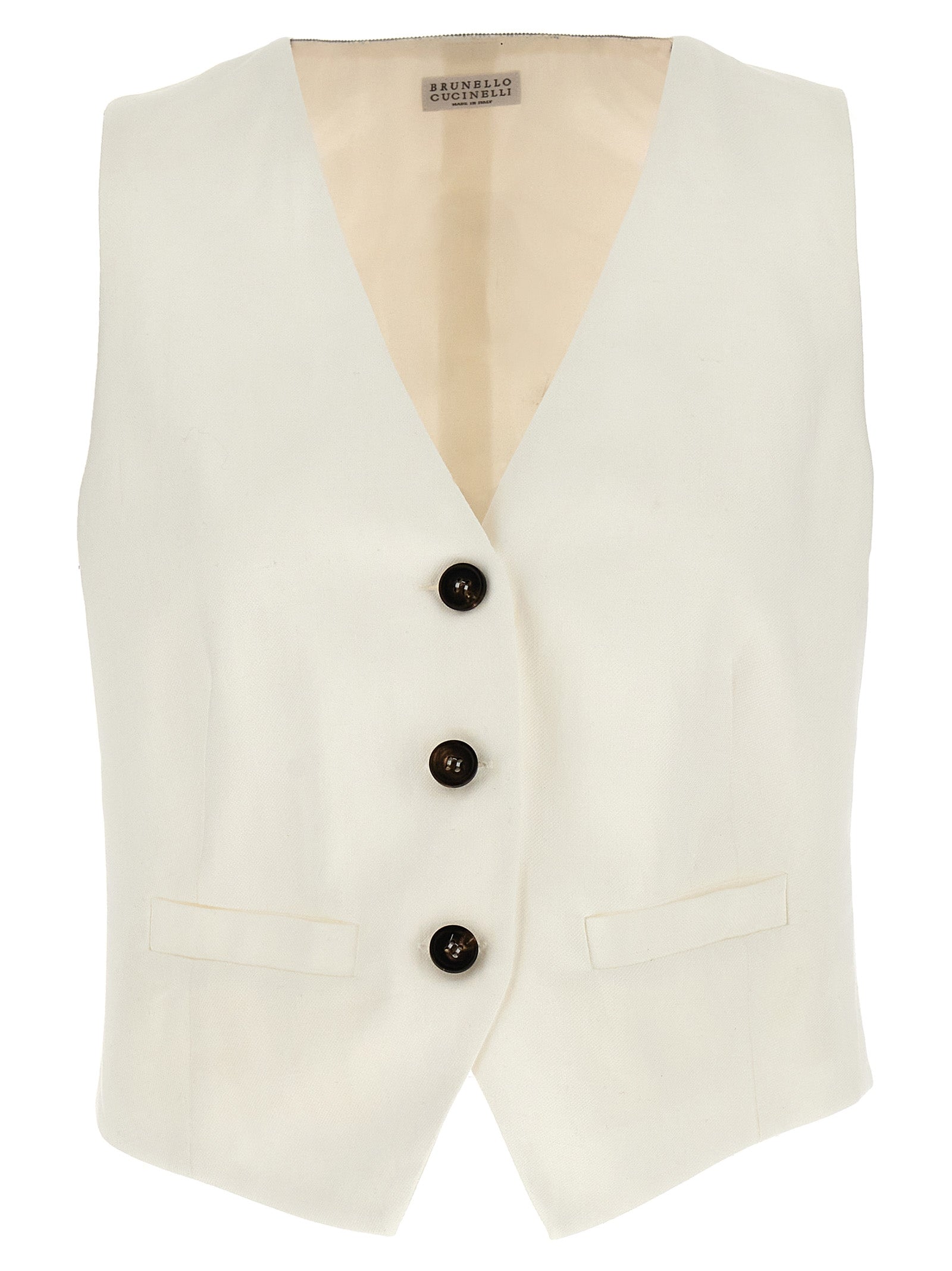 -Viscose Vest Gilet Bianco-Donna