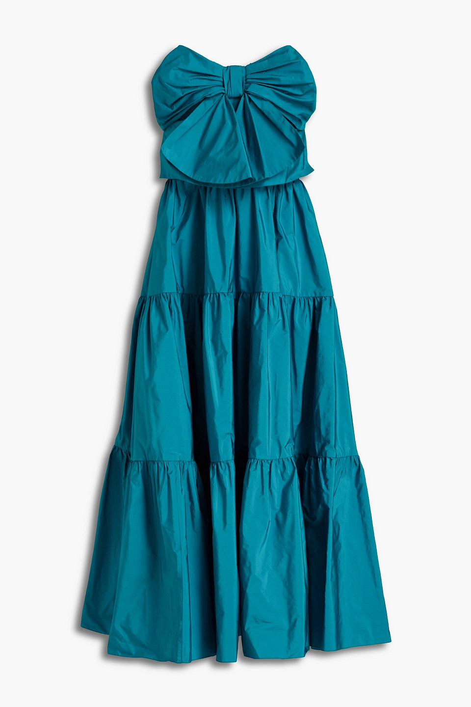 Strapless bow-embellished taffeta midi dress - Blue - IT 38